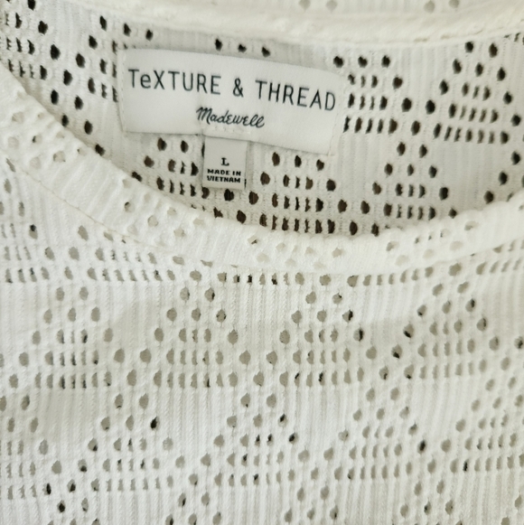 Madewell Texture and Thread Open Knit Geo Eyelet Tie Waist T-Shirt Top Large - Picture 8 of 8